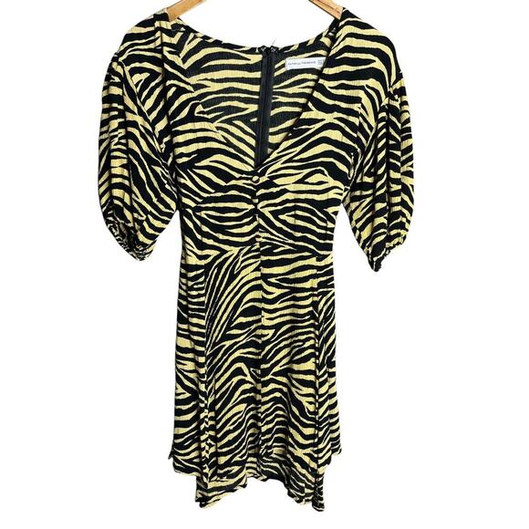 Faithfull the Brand Ilia Dress Pale Yellow Amaia Zebra Size 4 - Picture 4 of 6